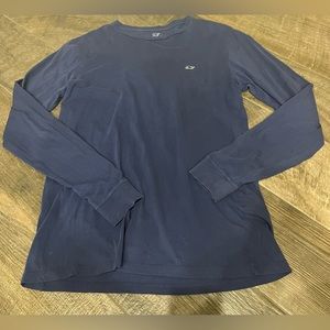 Vineyard Vines Long Sleeve Crew Neck T Shirt Mens Small Blue Logo 100% Cotton.